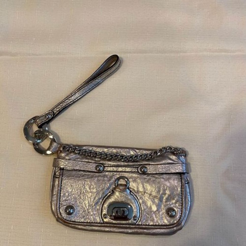 Juicy Couture Leather Wristlet - Silver